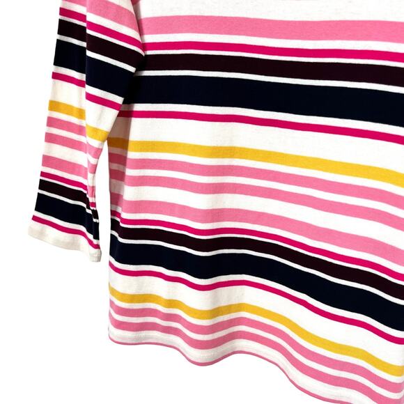 Talbots Sz Small Soft Pink Yellow Colorful Blouse Shirt Top 3/4 Sleeve Tropical - Picture 6 of 7